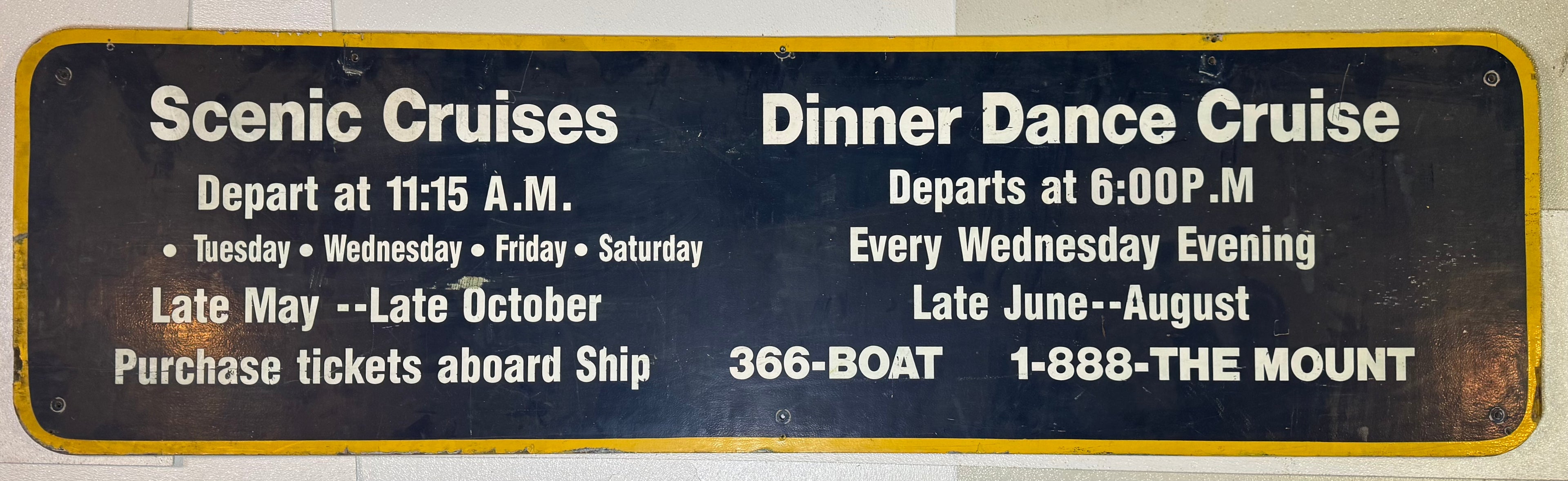 Scenic and Dinner Dance Cruise Sign